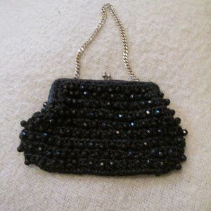 Vintage Black Beaded Clutch Evening Bag Donna Division John Wind Imports Japan